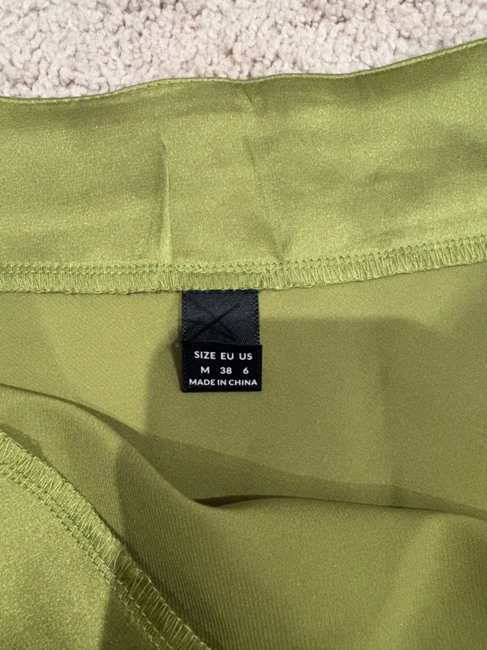 Satin Midi Skirt in Olive Green - Picture 6 of 8